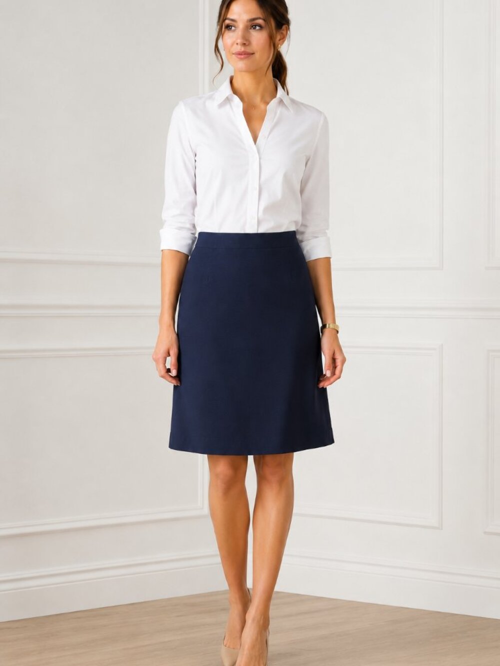 J.Crew Navy Blue A-Line Cotton Skirt Size 6